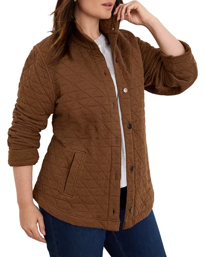 Nic+zoe Plus Quilted Femme Knit Jacket In Brown