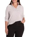 Nic+zoe Plus Rib Long Sleeve Polo Top In Pink