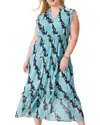 Nic + Zoe Rolling Reef Ruffle Trim Maxi Dress In Blue