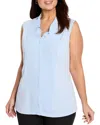 Nic+zoe Plus Ruffled Around Tank In Powder Blue