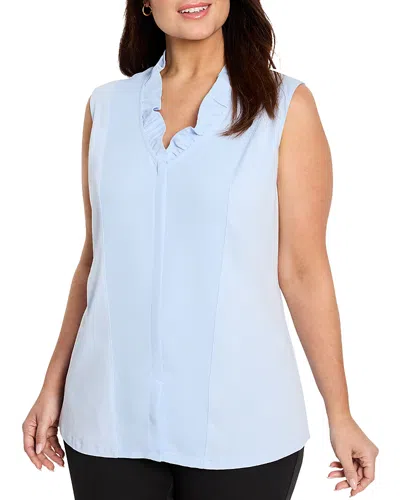Nic+zoe Plus Ruffled Around Tank In Powder Blue