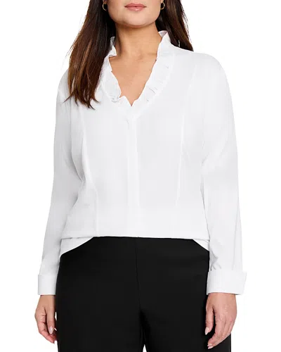 Nic+zoe Plus Ruffled Around Top In Paper White