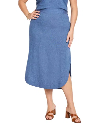 Nic + Zoe Nic+zoe Rumba Linen Dip Skirt In Blue