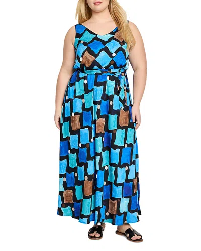 Nic+zoe Plus Sea Glass Bianca Dress In Blue Multi