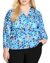 Nic+zoe Plus Sea Glass Sofia Top In Blue Multi