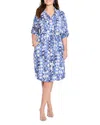 Nic+zoe Plus Shibori Stone Belted Dress In Blue
