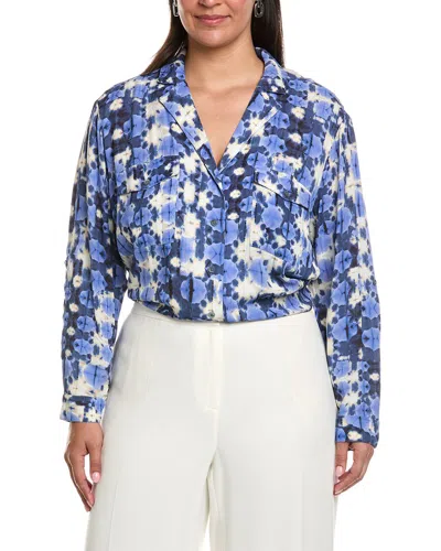 Nic + Zoe Nic+zoe Plus Shibori Stone Shirt In Blue