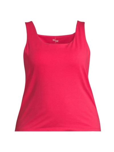 Nic + Zoe, Plus Size Women's Cotton-blend Shelf Bra Tank In Bright Rose
