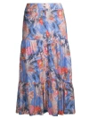 NIC + ZOE, PLUS SIZE WOMEN'S DREAMSCAPE PRINTED TIERED COTTON MAXI SKIRT