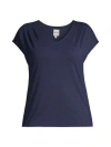Nic + Zoe, Plus Size Women's V-neck Jersey T-shirt In Dark Indigo