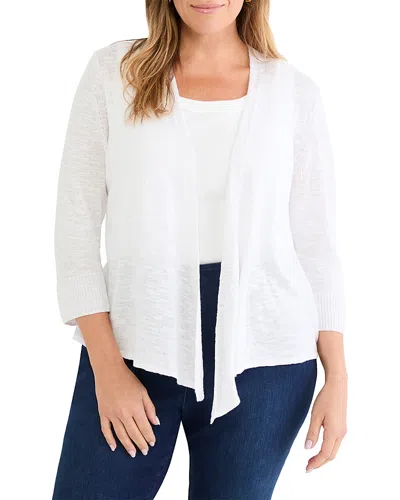 Nic+zoe Plus Slub Knit 4 Way Cardigan In White
