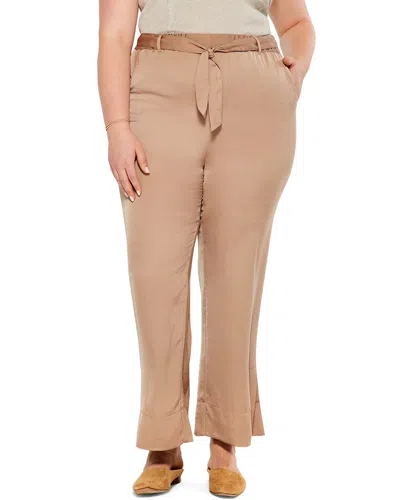 Nic + Zoe Side-slit Wide-leg Pants In Mochachino