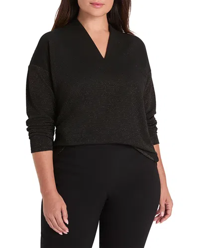 Nic+zoe Plus Sparkle Stripe Every Day Top In Black