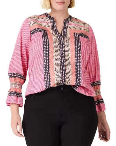 Nic + Zoe Nic+zoe Spotty Stripes Button-up Shirt In Pink Multi