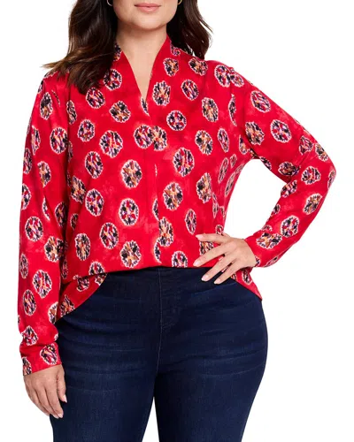 Nic + Zoe Nic+zoe Starburst Long Sleeve Top In Red Multi