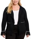 Nic + Zoe Nic+zoe Plus Statement Fringe Mix Knit Jacket