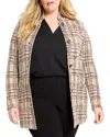 Nic+zoe Plus Stitchy Plaid Knit Blazer In Brown