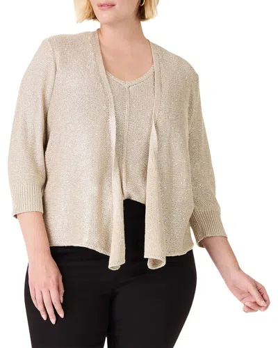 Nic + Zoe Nic+zoe Plus Subtle Sparkle 4-way Cardigan In Brown