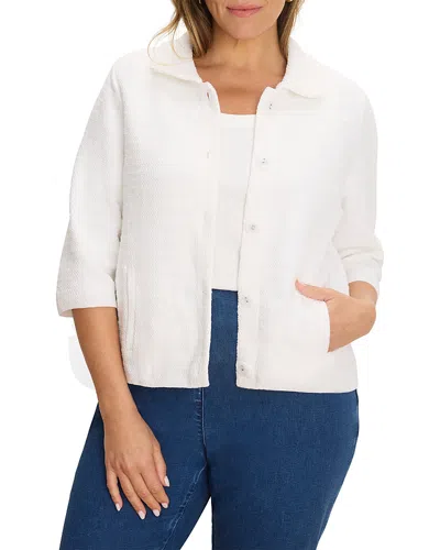 Nic+zoe Plus Textured Knit Jacket In White