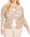 Nic+zoe Plus Tonal Mix Knit Jacket In Neutral
