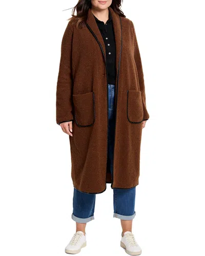 Nic + Zoe Nic+zoe Faux Fur Teddy Longline Coat In Coffee Bean