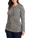 Nic + Zoe Nic+zoe Vintage Batik Draped Long Sleeve Top