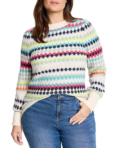 Nic+zoe Plus Waffle Stitch Sweater In Pink Multi