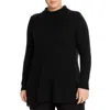 Nic + Zoe Plus Womens Ribbed Side-tie Turtleneck Sweater In Black