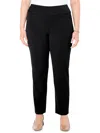 Nic + Zoe Plus Work It Womens Solid Cable Knit Straight Leg Pants In Black