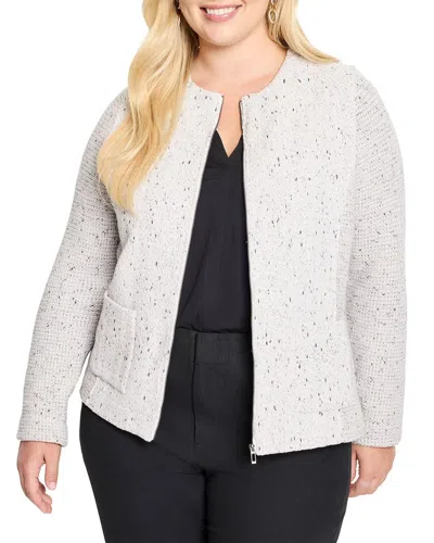 Nic + Zoe Nic+zoe Mix Zip Front Knit Jacket In Neutral
