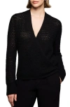 Nic + Zoe Nic+zoe Pointelle Cashmere Blend Sweater In Black