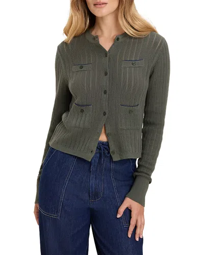 Nic + Zoe Nic+zoe Pointelle Knit Pocketed Cardigan In Gray