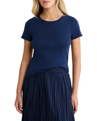 Nic + Zoe Nic+zoe Pointelle Rib Georgia Tee In Blue