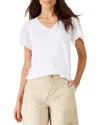 Nic + Zoe Nic+zoe Pointelle Sleeve Linen-blend Sweater In White