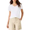 Nic + Zoe Nic+zoe Pointelle Sleeve Linen-blend Sweater In Paper White