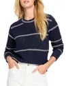 Nic + Zoe Nic+zoe Stripe Pointelle Stitch Sweater In Blue