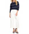 Nic + Zoe Pointelle Stripe Sweater In Navy In Blue