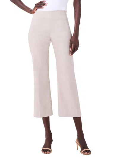 NIC + ZOE POLISHED WONDERSTRETCH WIDE-LEG CROP TROUSER IN COBBLESTONE