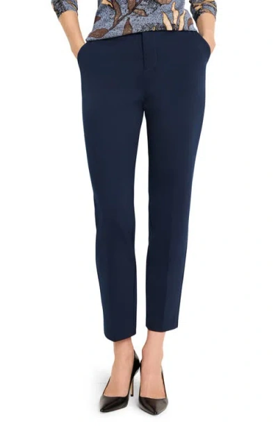 Nic + Zoe Nic+zoe Ponte Knit Fly Front Pants In Dark Indigo