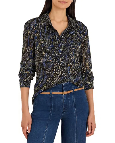 Nic + Zoe Nic+zoe Portobello Paisley Spread Collar Chiffon Shirt In Multi