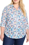 Nic + Zoe Nic+zoe Portofino Geo Print Cotton Boyfriend Shirt
