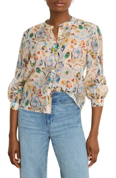 Nic + Zoe Nic+zoe Pressed Flower Print Button-up Shirt In Multi