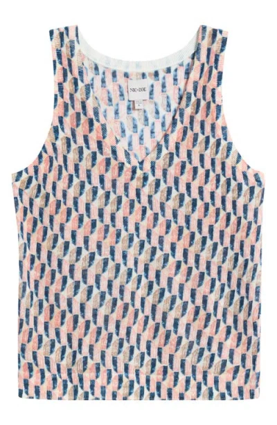 Nic + Zoe Nic+zoe Print Ramie Blend Sweater Tank In Multi