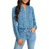 Nic + Zoe Nic+zoe Prism Glow Printed Top In Blue Multi