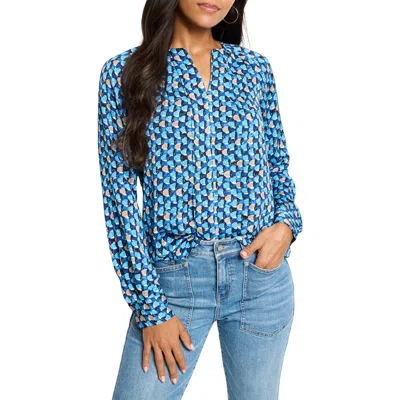 Nic + Zoe Nic+zoe Prism Glow Printed Top In Blue Multi