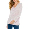 Nic + Zoe Prism Stitch Womens Knit Long Sleeves Pullover Sweater In Pink