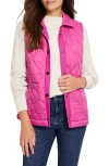 Nic + Zoe Knit Trim Puffer Vest In Orchid Petal