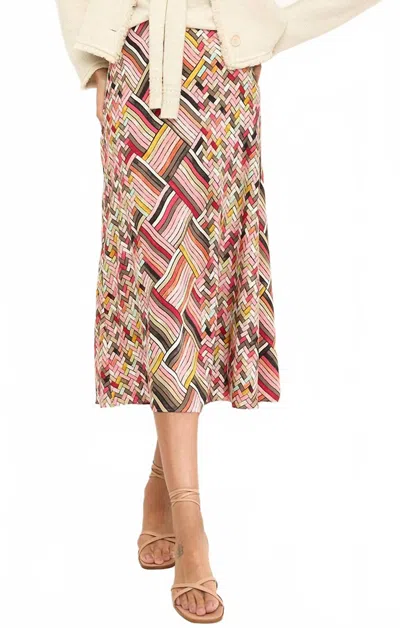 Nic + Zoe Pull On Slip Skirt In Pink Multi