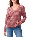 Nic + Zoe Island Sunset Stripe V-neck Sweater