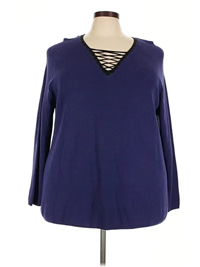 Pre-owned Nic + Zoe Pullover Sweater In Blue